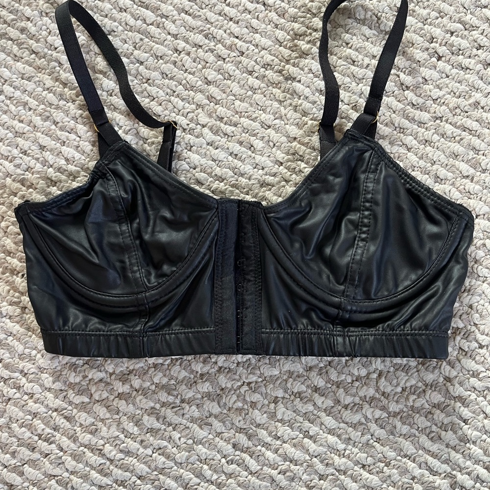 Faux Leather Bra